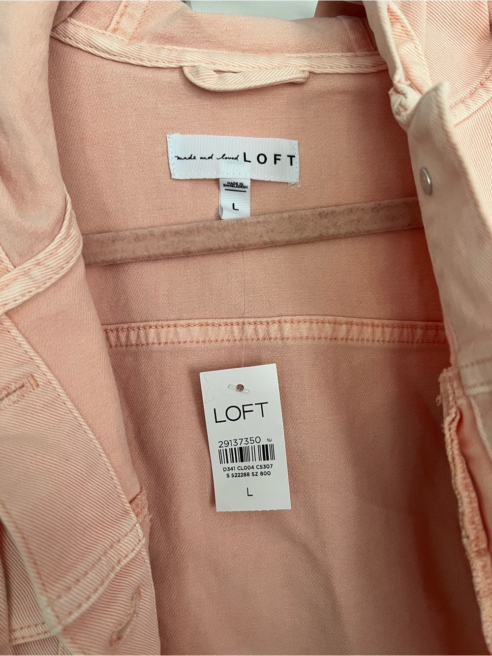 NWT LOFT Peach Hooded Denim Jacket - Picture 2 of 3